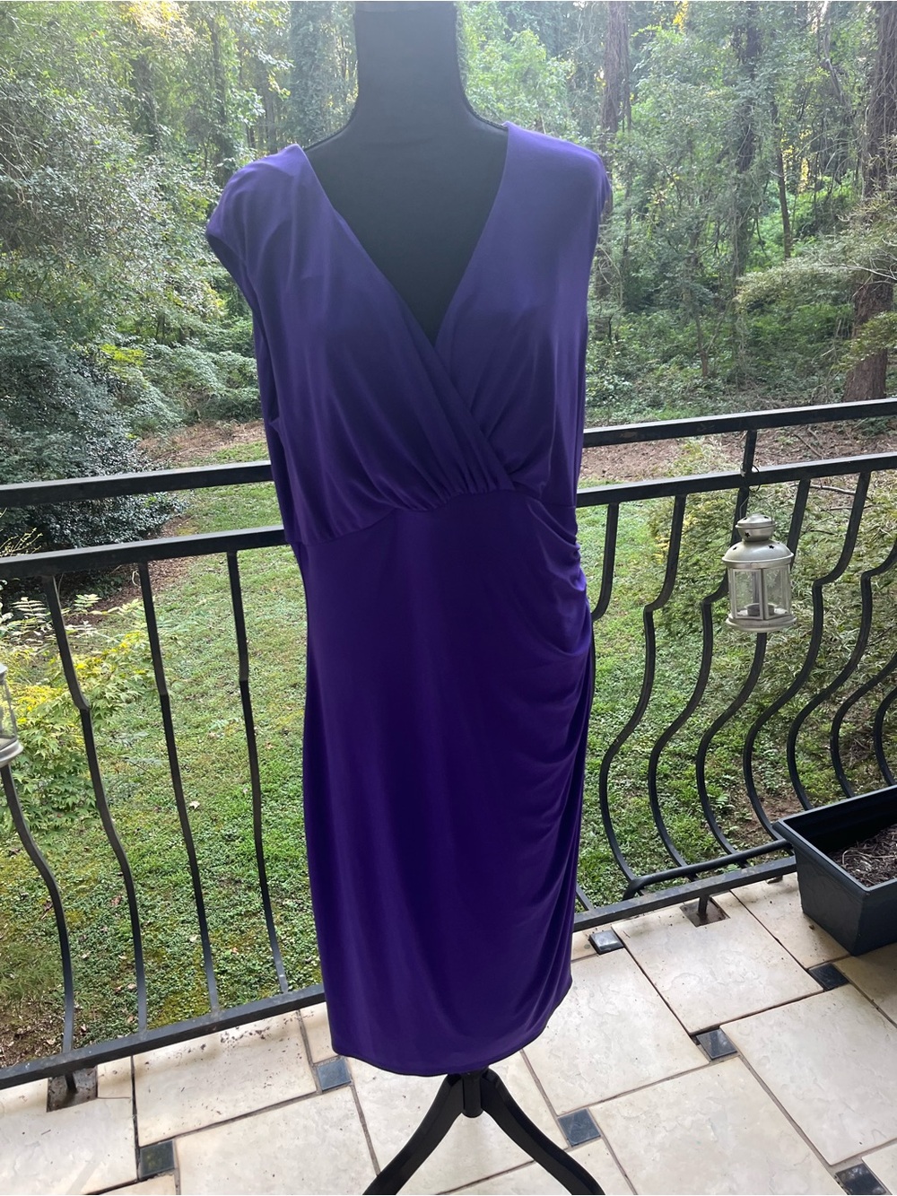 Lauren Ralph Lauren Deep Purple Wrap-Style Midi Dress. Size 16W.